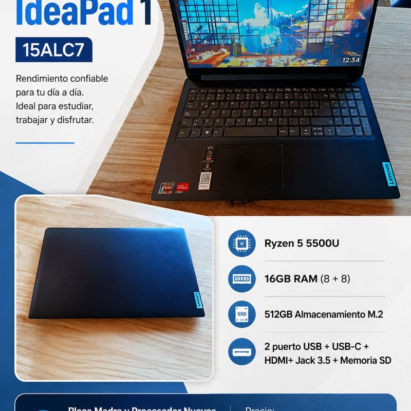 Lenovo IdeaPad 1 15alc7 Ryzen 5 5500u 16gb Ram 512